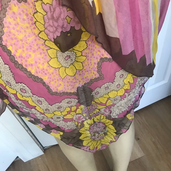 BCBG sheer handkerchief dress or tunic boho flowy - Picture 3 of 5